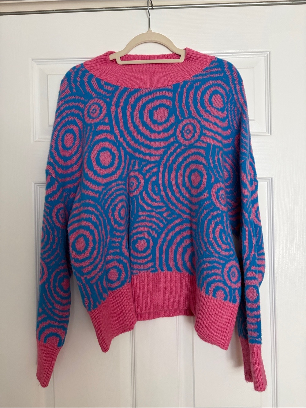 Only Pink & Blue Swirl Crewneck Sweater